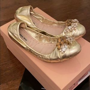 Miu Miu Jeweled ballet flats Gold size 37 7